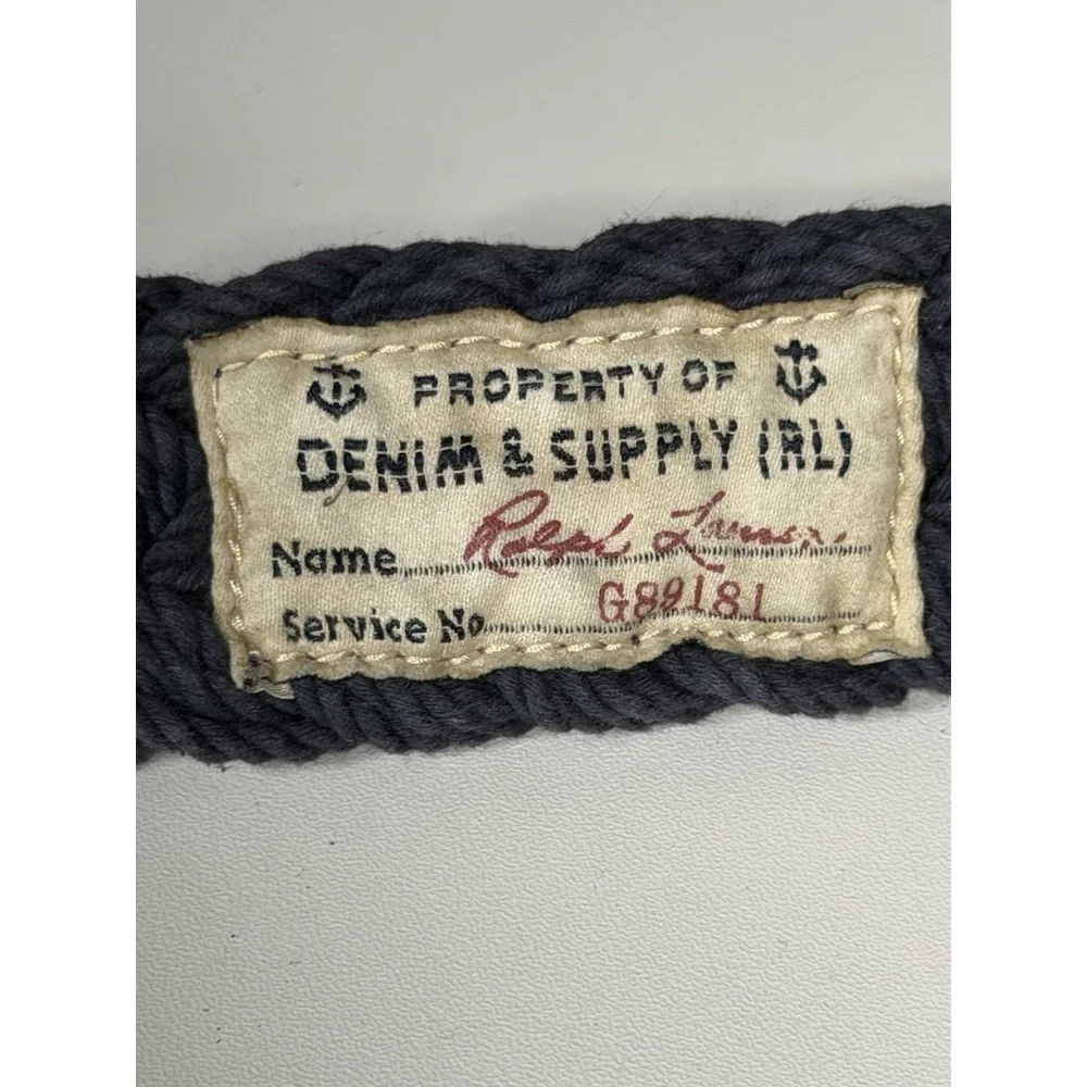 Vintage Y2K Denim Ralph Lauren Braided Double O Belt Blue Surfer Summer A1-0102